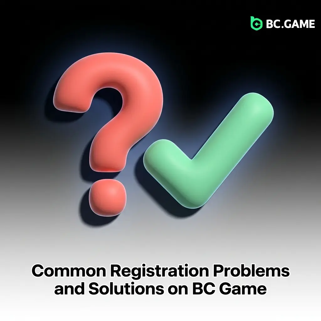 BC Game registration problems and solutions table covering OTP issues, email conflicts, page errors, and account flags
